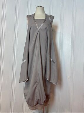 LAUREN VIDAL Designer Light Gray Layered Balloon Hem Dress - Size S